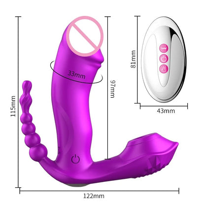 Remote sucking wearable vibrator
