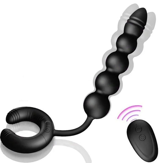 Cock ring anal plug avec télécommande